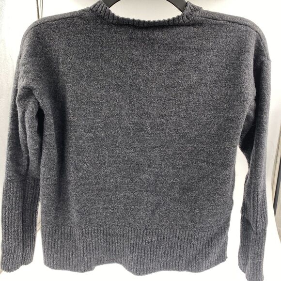 Pendleton Womens XL Merino Wool Gray V-neck Sweater Long Sleeve Cropped - Picture 3 of 3